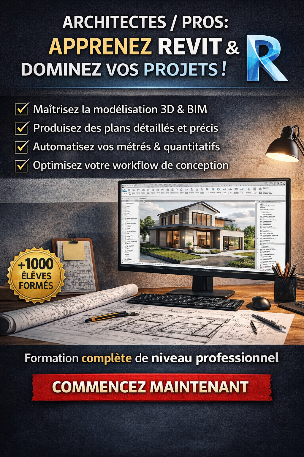 Formation Complète Autodesk Revit – De Débutant à Pro en Modélisation BIM